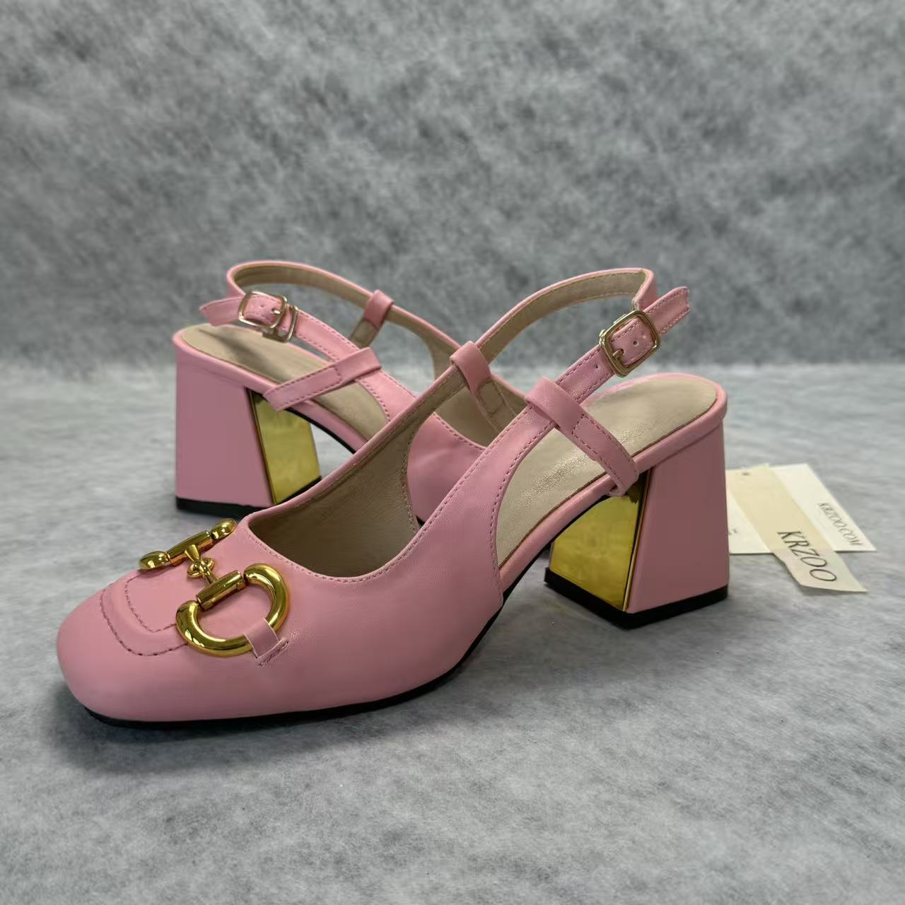 Square-toe shoes with thick heels