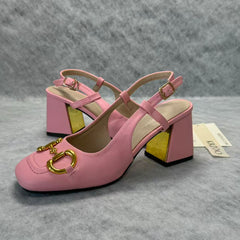 Square-toe shoes with thick heels
