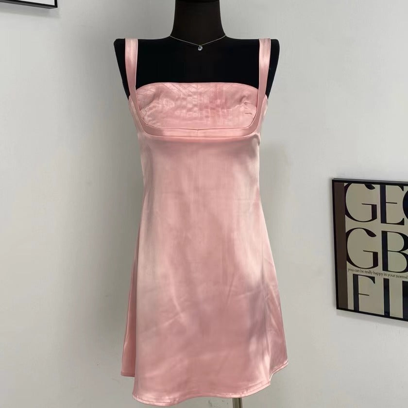 Satin Open-Back Slip Dress