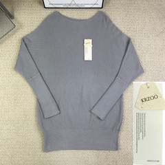 One-shoulder batwing sleeve loose knitted sweater