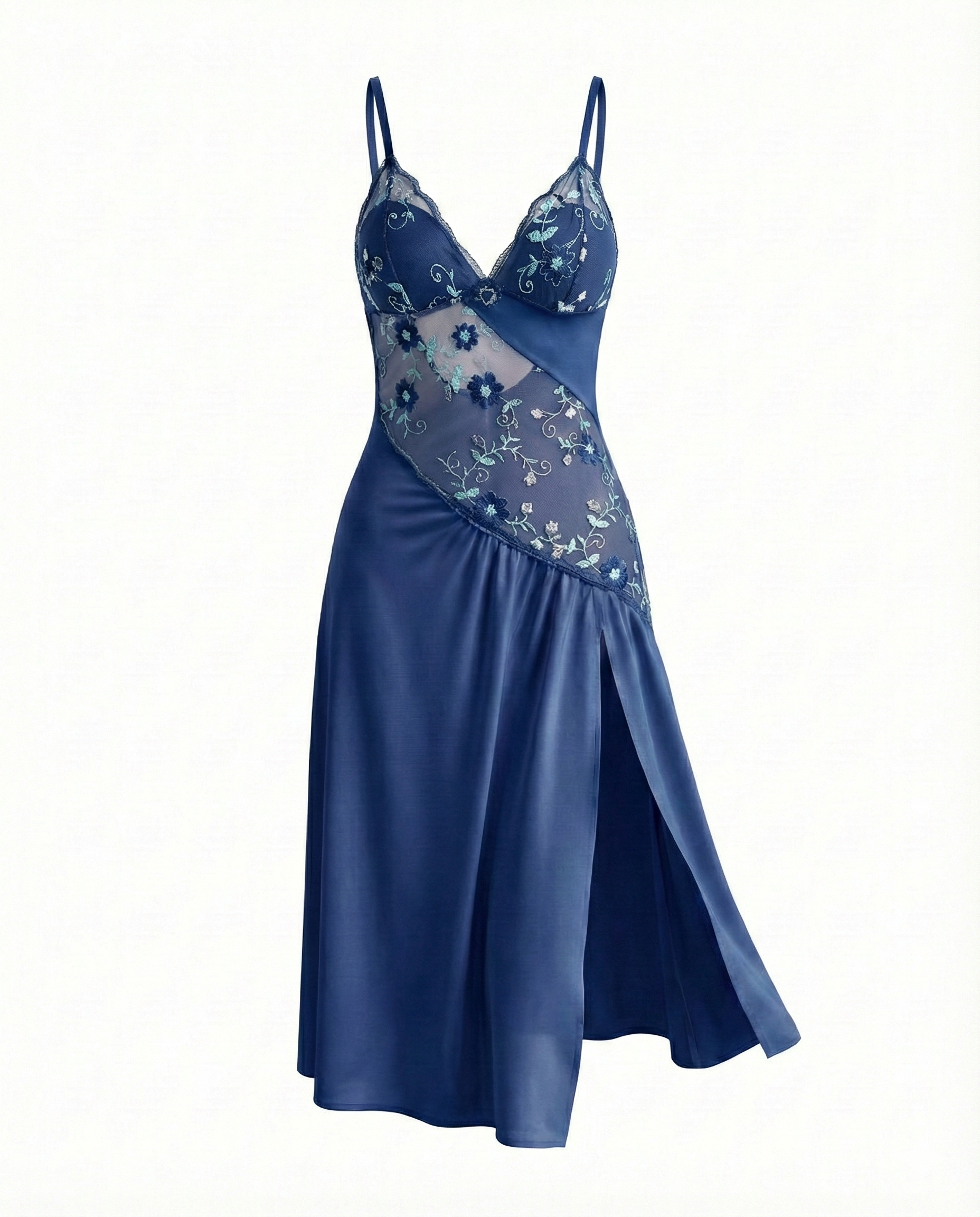 Sexy Sheer Mesh Nightgown â€?Floral Embroidery Babydoll