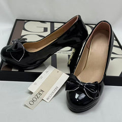 Belted waterproof platform high-heeled shoes