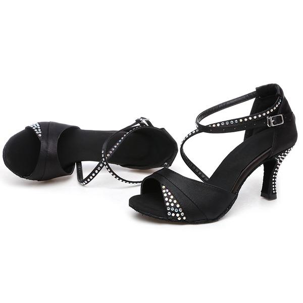 Women's Satin Customized Heel Latin Shoes Ballroom Dance Shoes