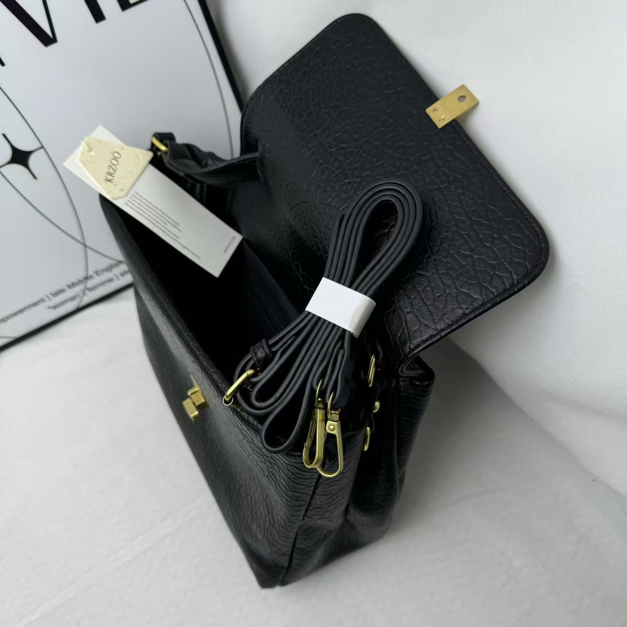 Large Black Leather Tote Bag