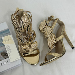 Stiletto Sandals With Metal Wings