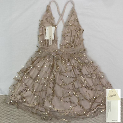 sequined deep V-neck backless short dress