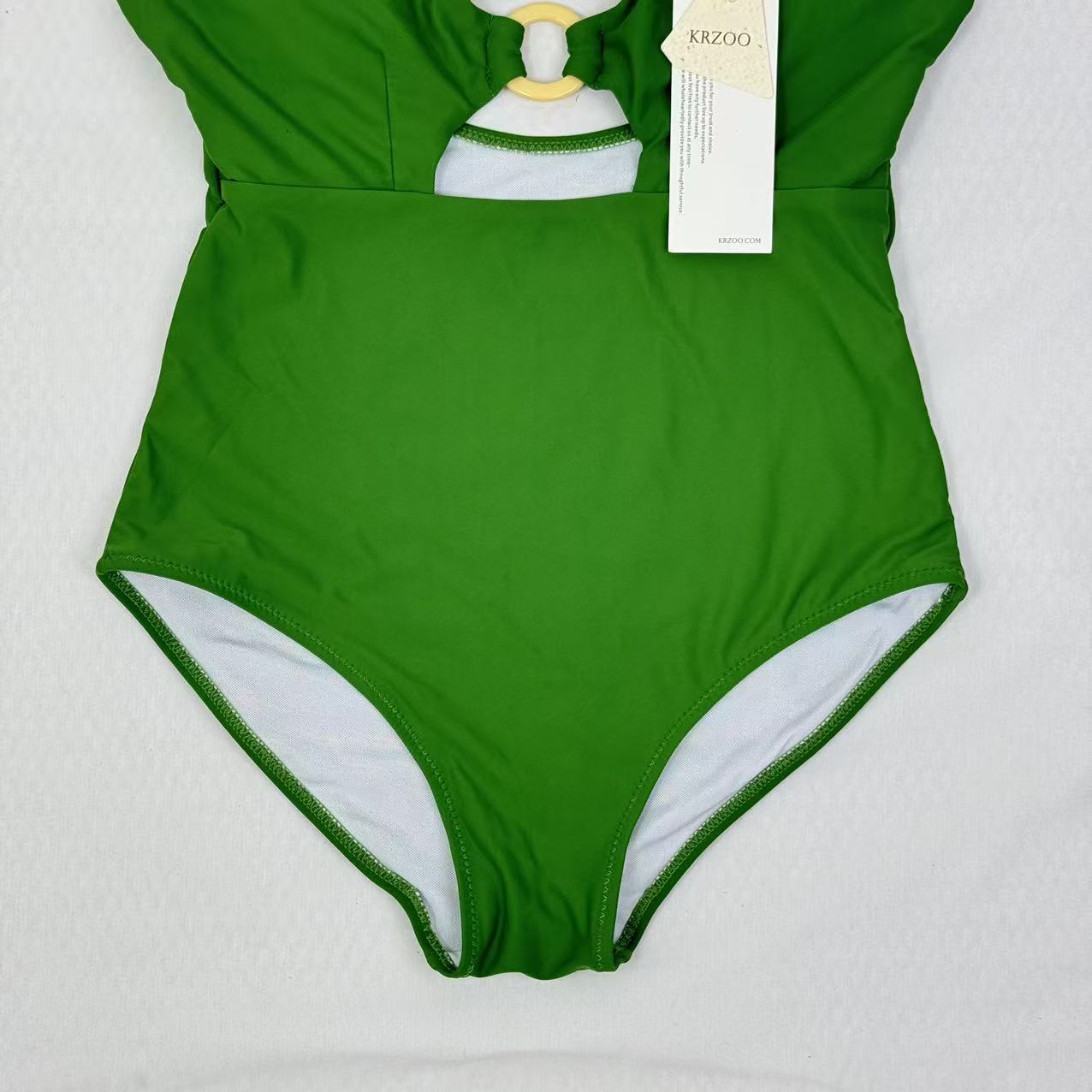 Shaping V-neck revealing-back swimming suit