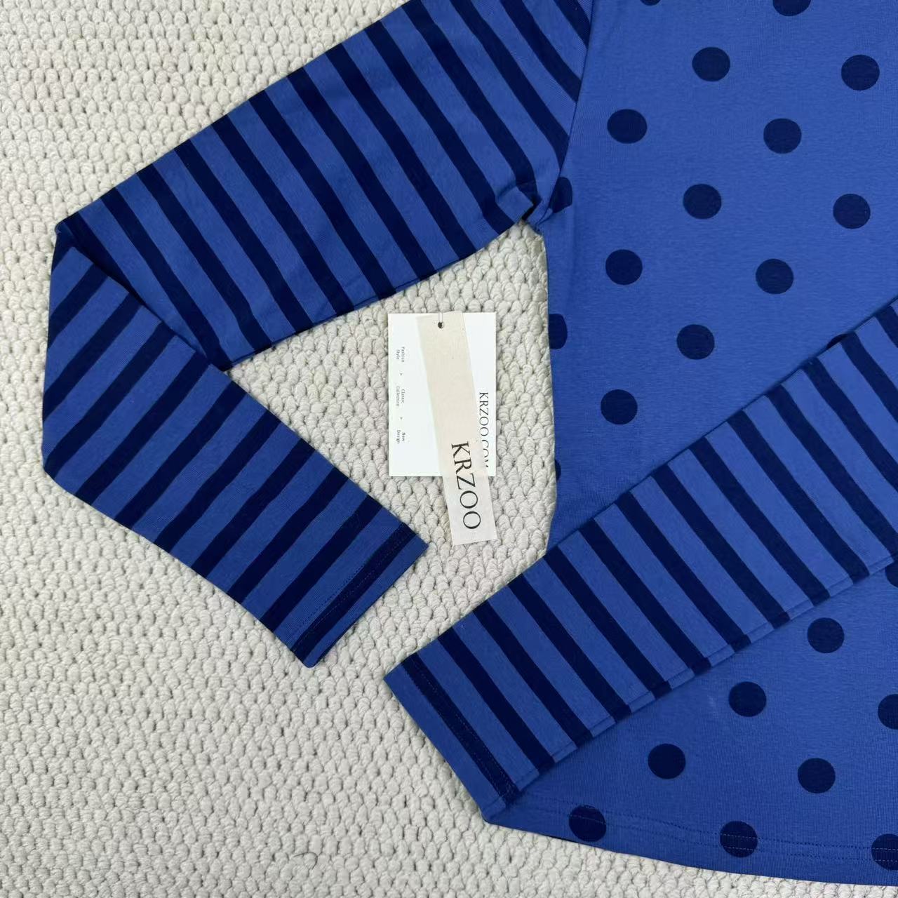 Striped and polka-dot all-over long-sleeved shirt