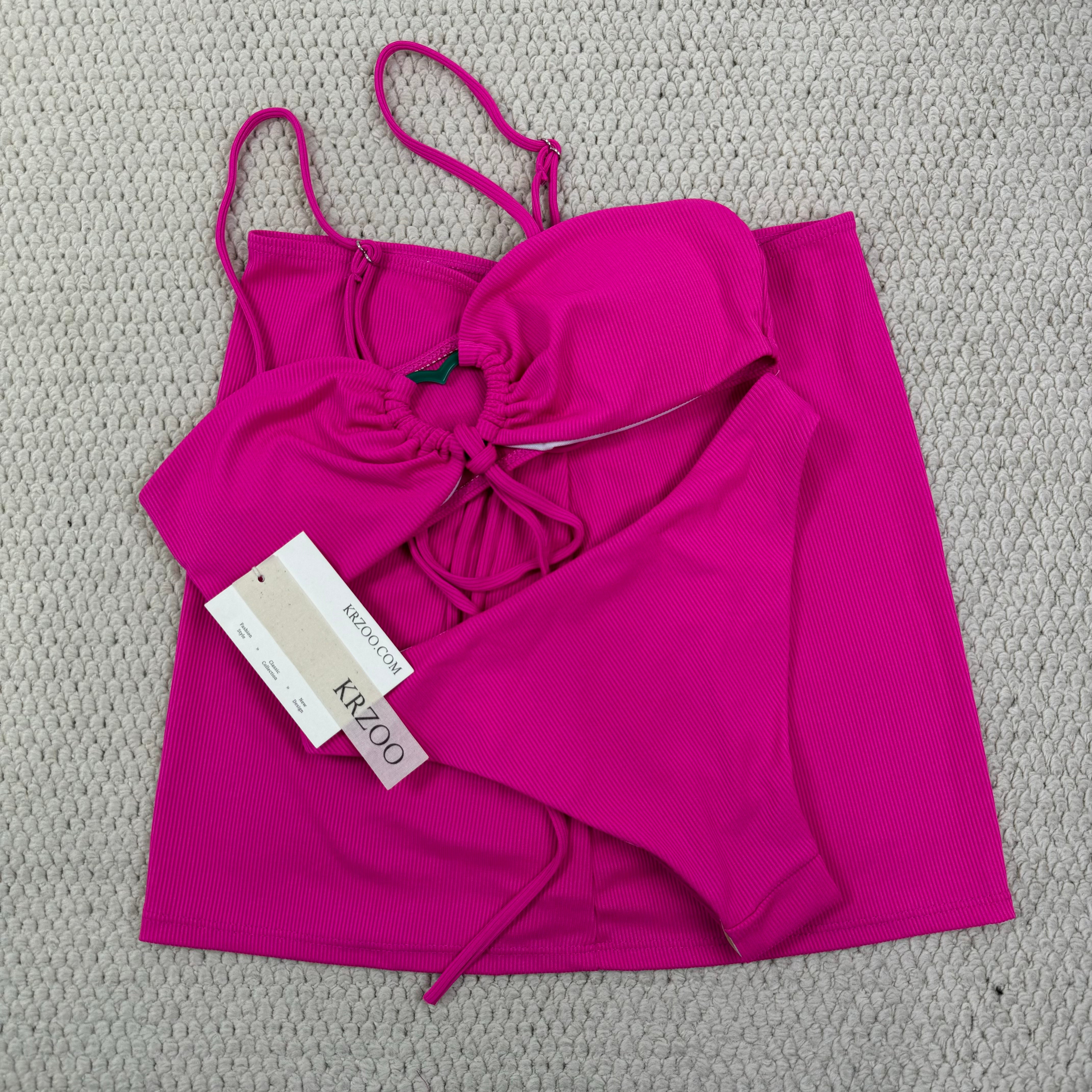 Striped solid-color three-piece swimming suit