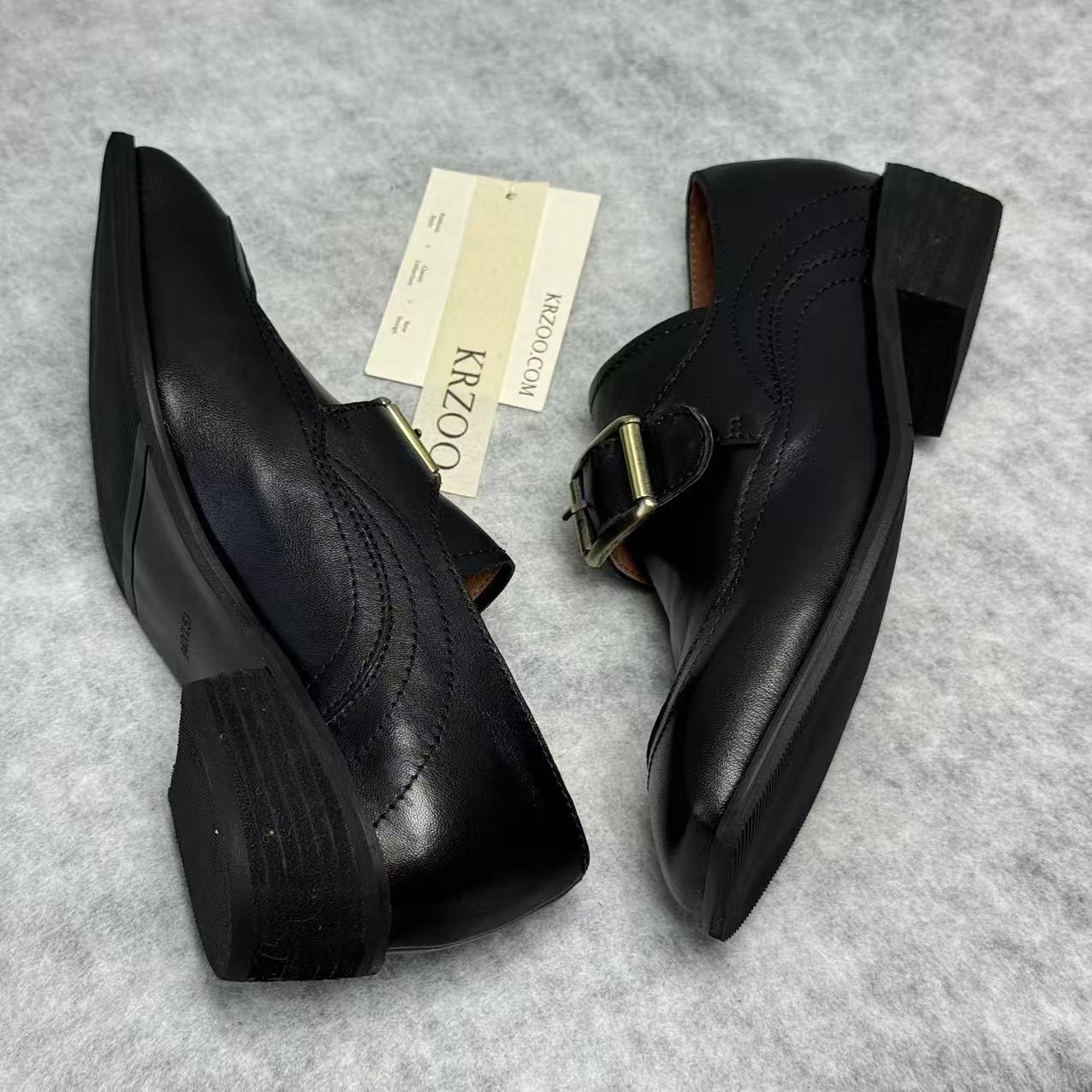 Square headband buckle casual ankle boots