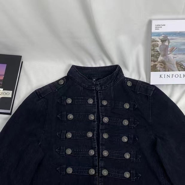 Metal Double-Breasted Denim Jacket
