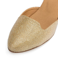 Women's Gold Real Leather Customized Heel Modern Dance Shoes Ballroom Dance Shoes