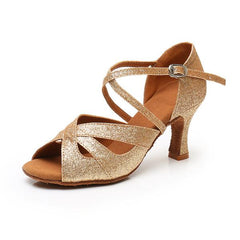 Women's Leatherette Customized Heel Ballroom Dance Shoes Latin Shoes