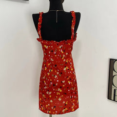 French Floral Slim Fit Suspender Skirt