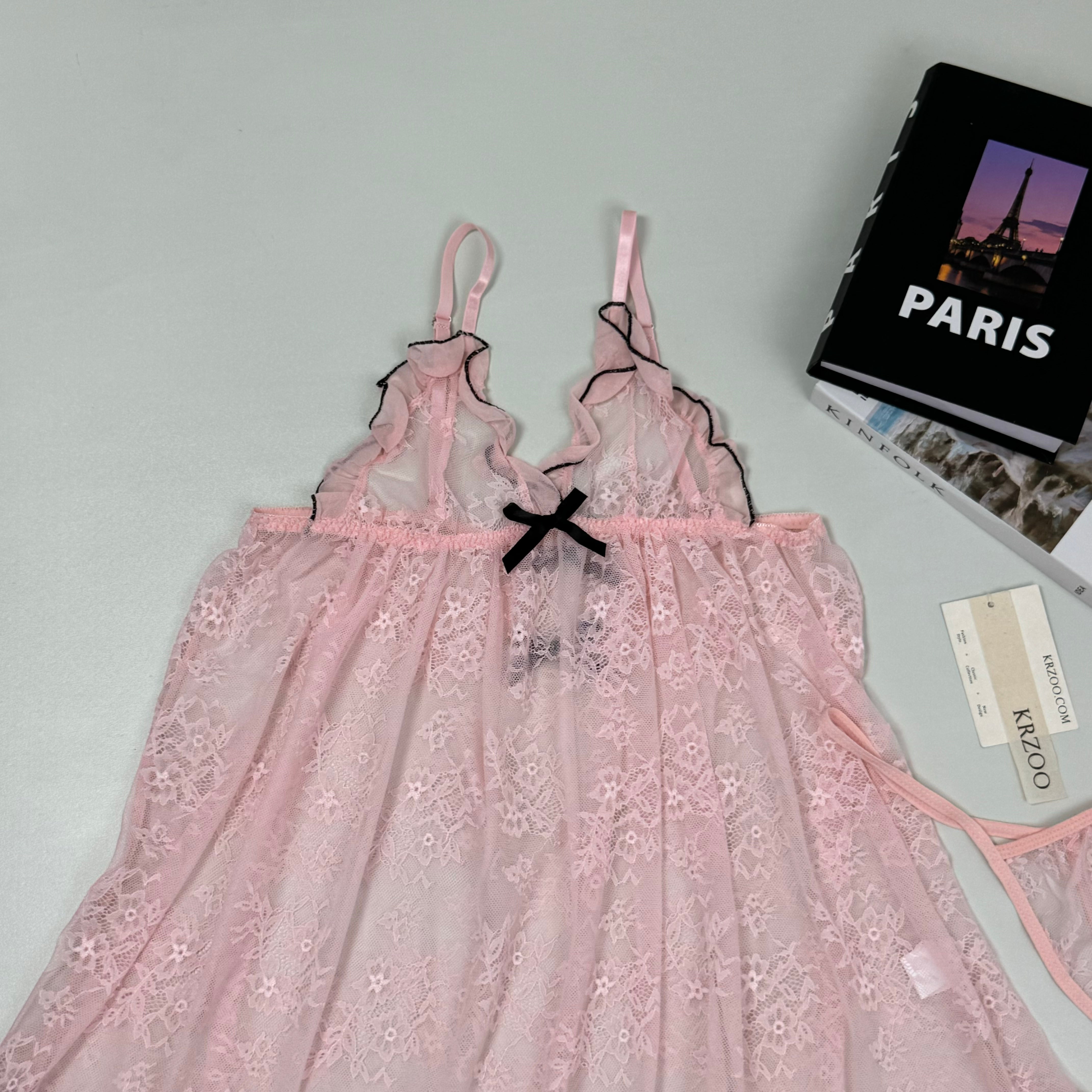 Net fabric nightgown set