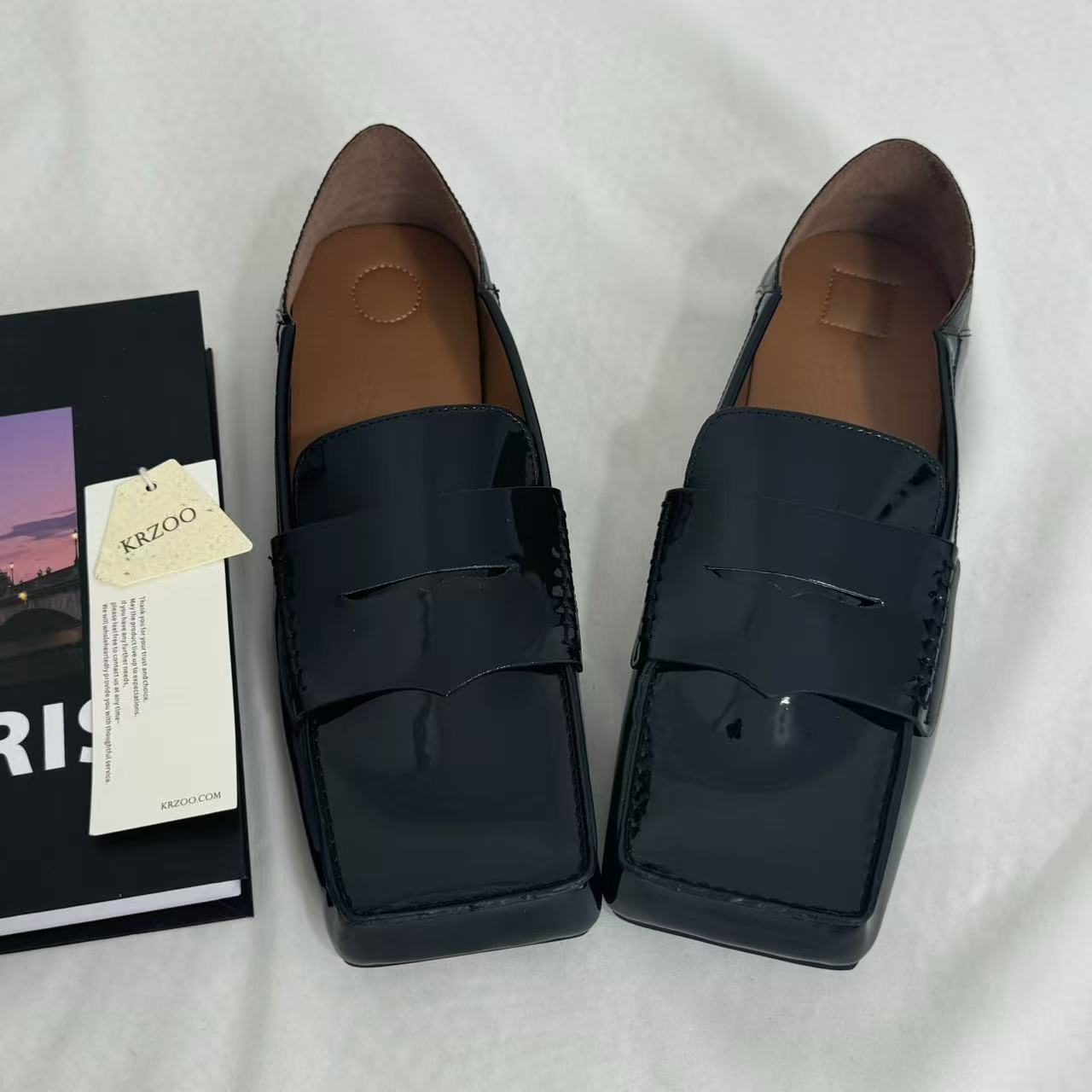 Slip-On Square-Toed Leather Shoes