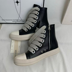 High-top zipper round-toe thick heel