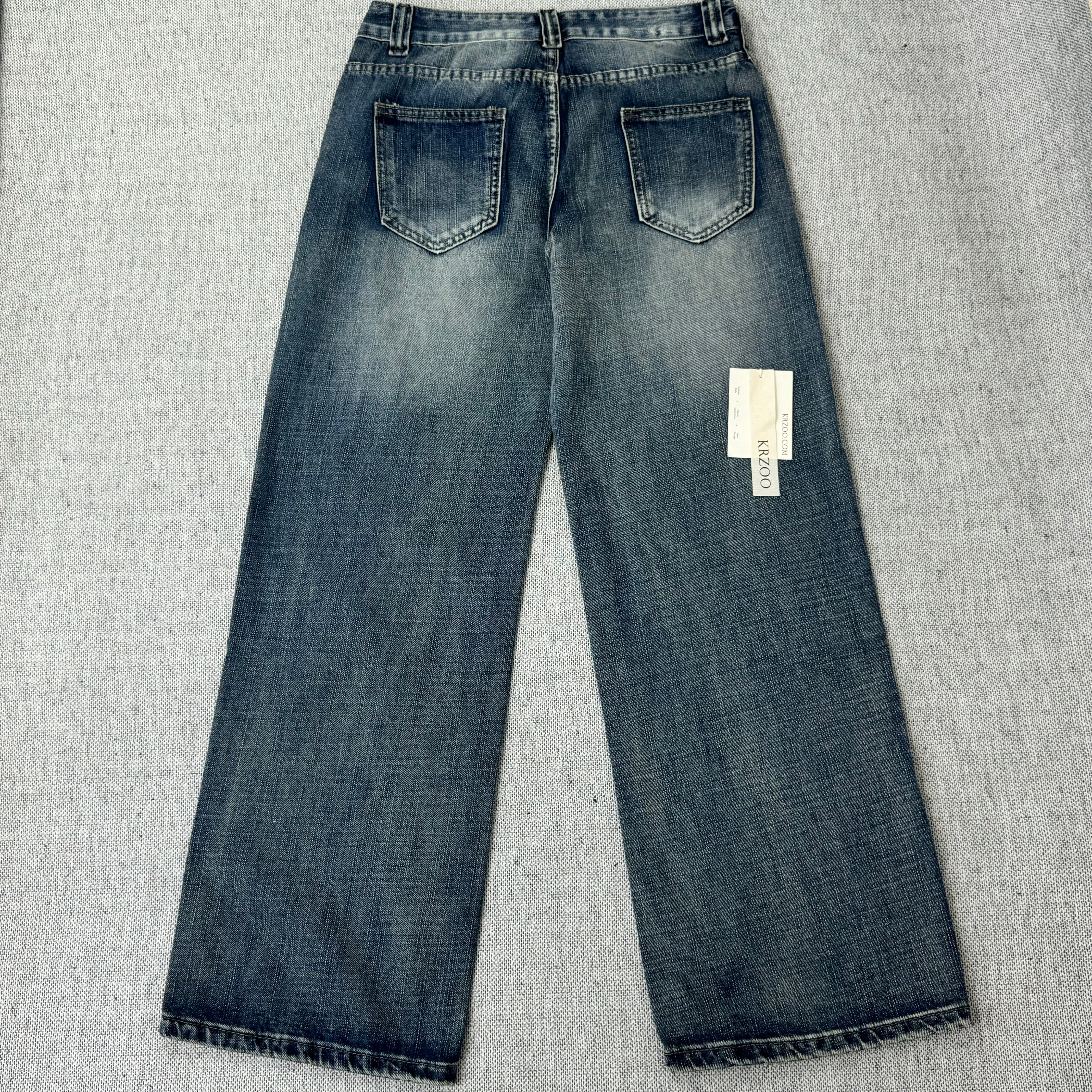 Straight and slightly wide-leg jeans