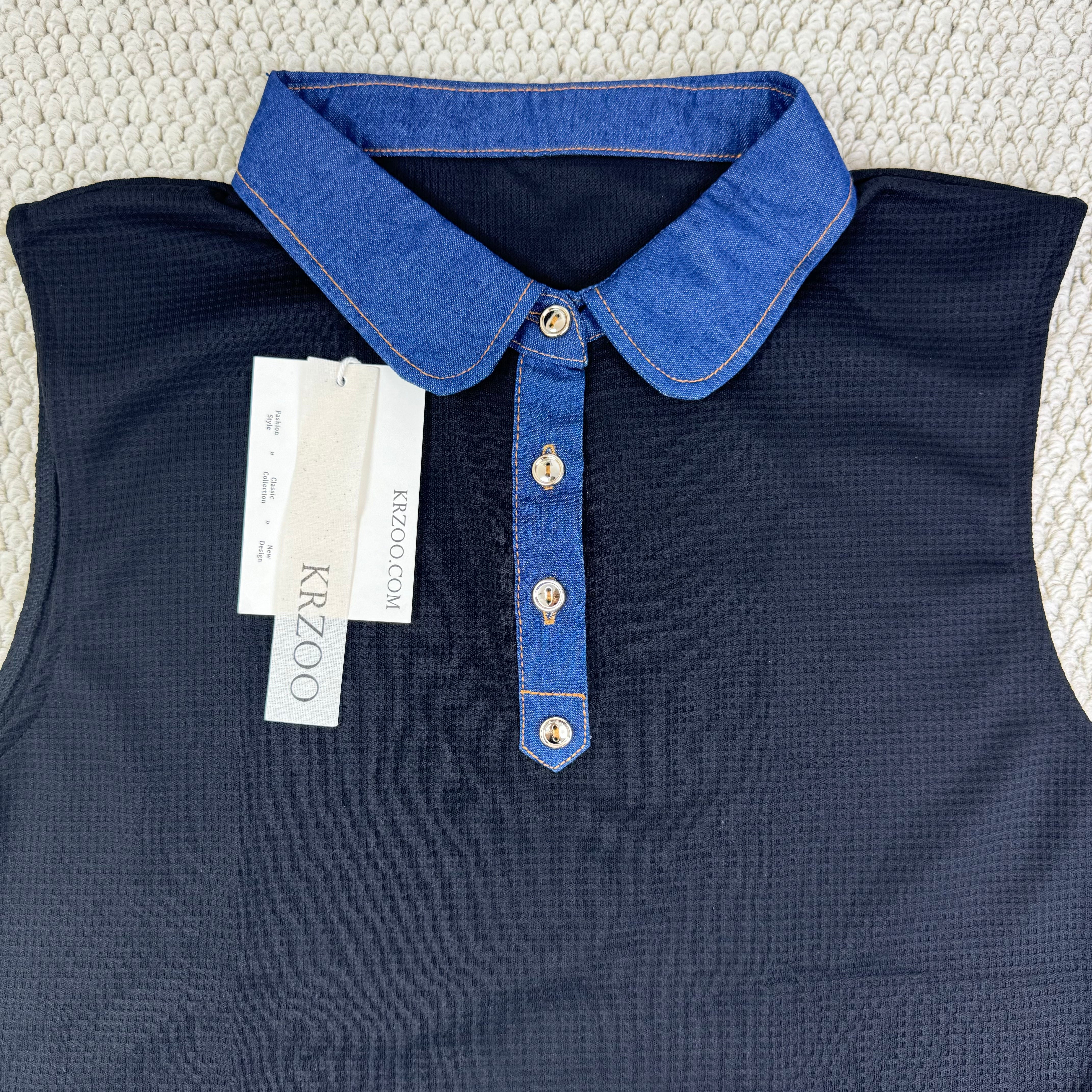 Fake collar waffle shirt