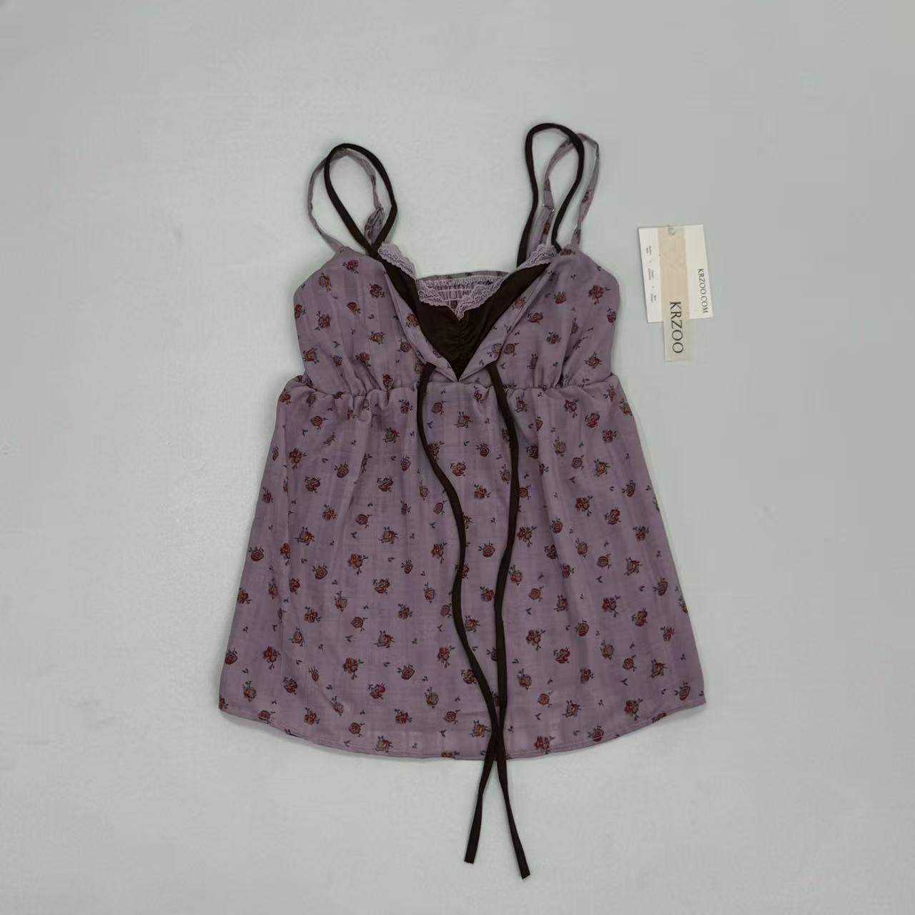 Two-piece v-neck pure-braided tank top