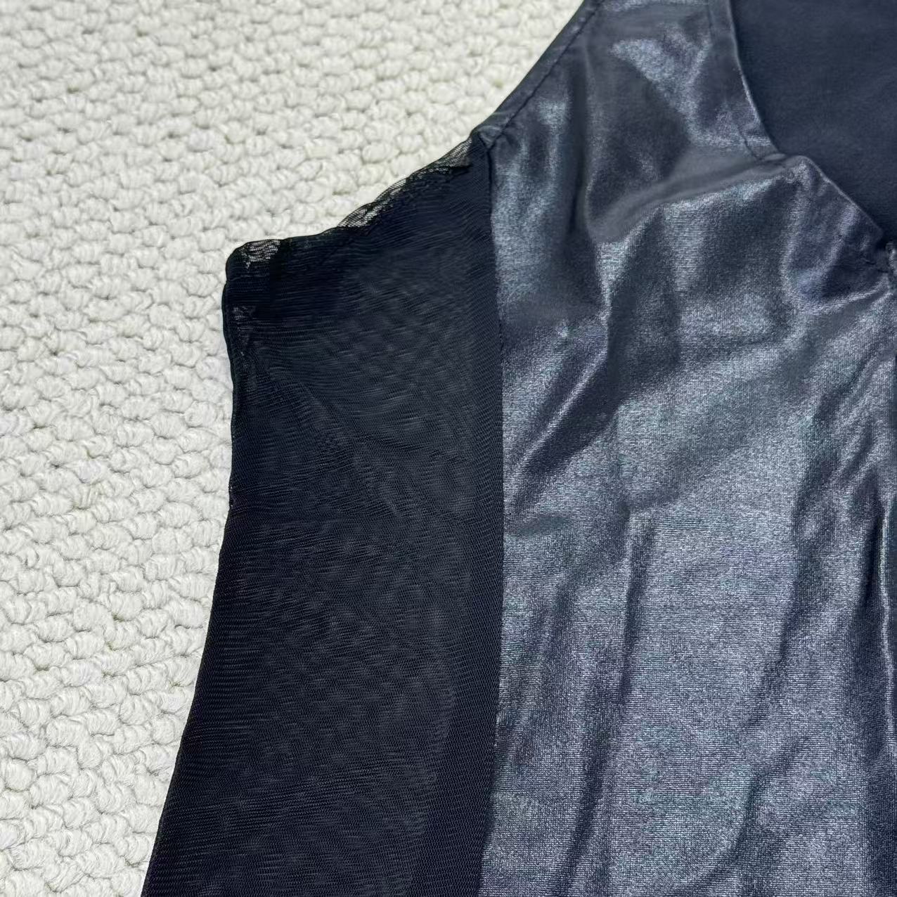 Leather trimmed bra with zipper shaping dress