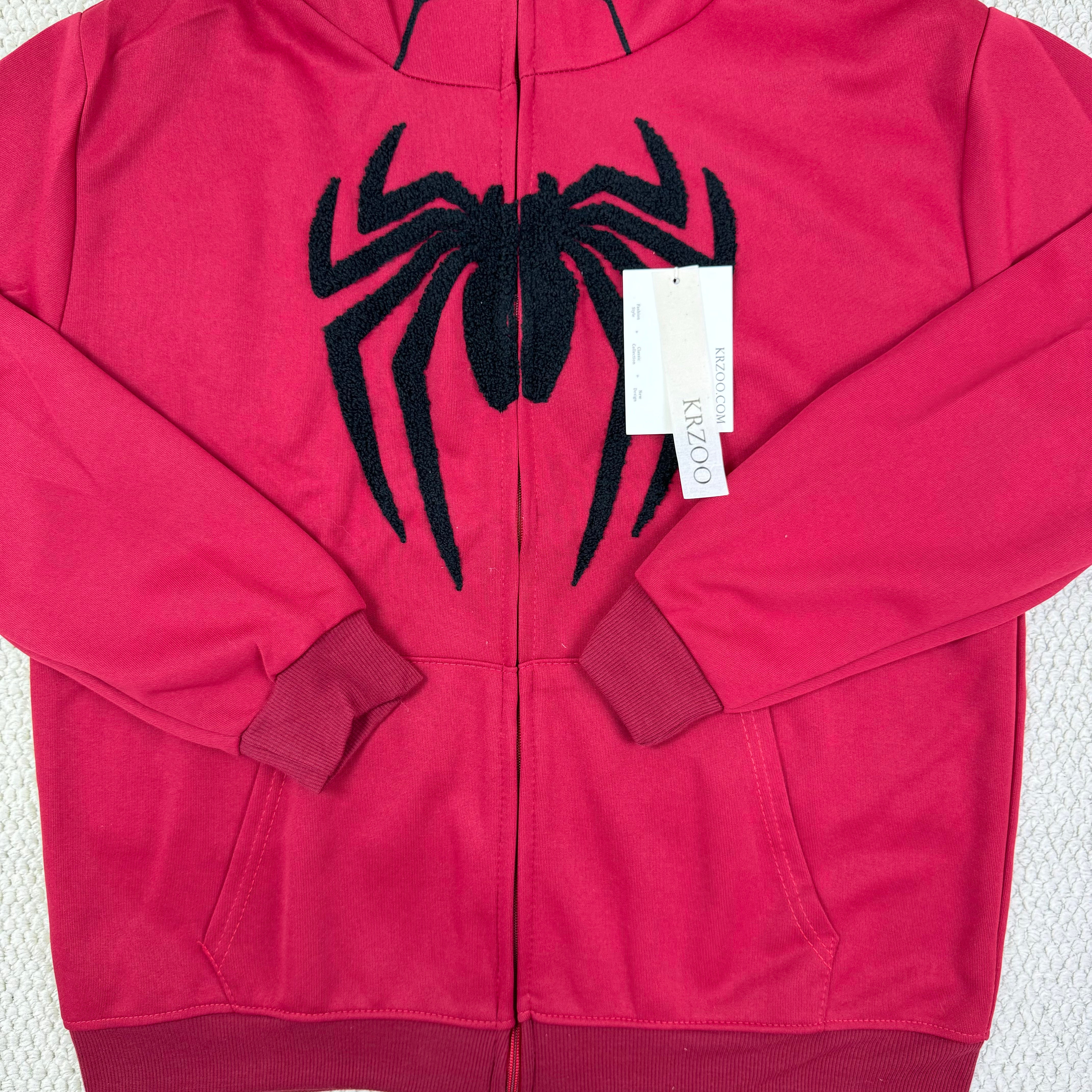 Zipper-print spider hooded coat