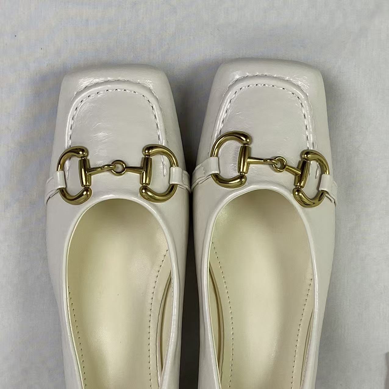 Versatile mid-heel thick-soled square-toe shoes