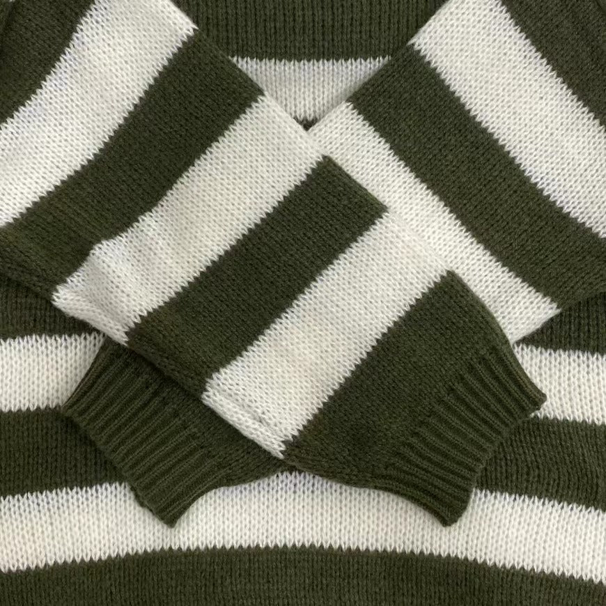 Crew Neck Striped Loose Knit Sweater