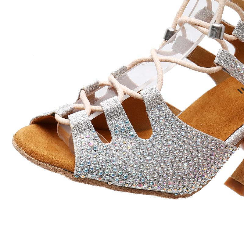 Women's Sparkling Glitter Customized Heel Salsa Dance Shoes Dance Boots