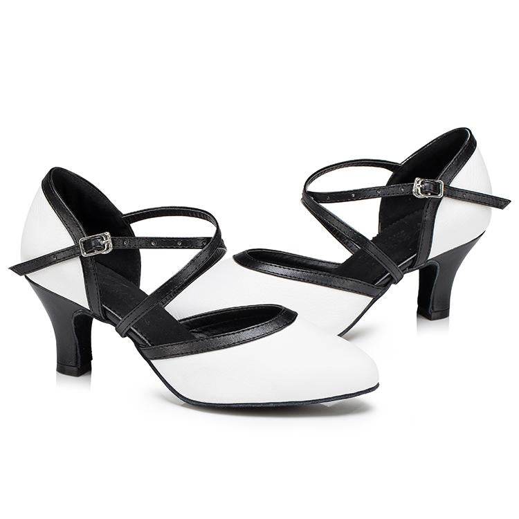 Women's White Real Leather Customized Heel White Ballroom Dance Shoes Wedding Dance Shoes