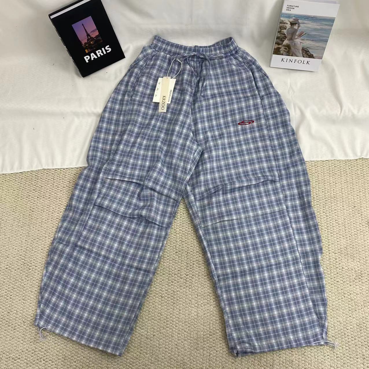 Retro Blue Checkered Pants