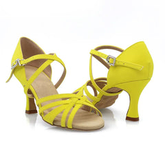 Women's Suede Customized Heel Ankle Strap Ballroom Latin Dance Shoes