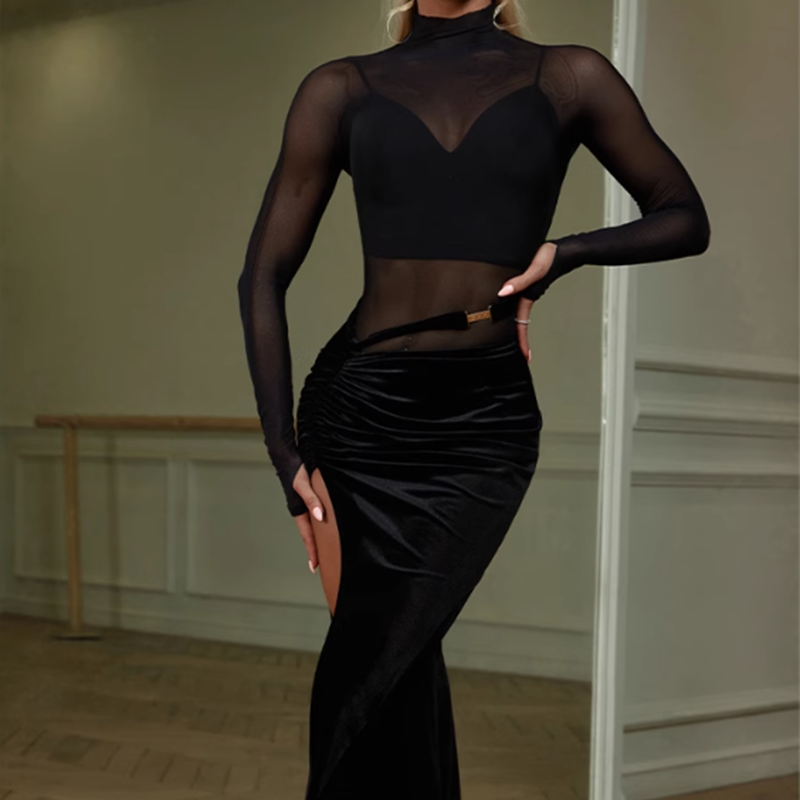 Women's Long Sleeve Latin Practice Dance Wear Dance Bodysuit Leotards