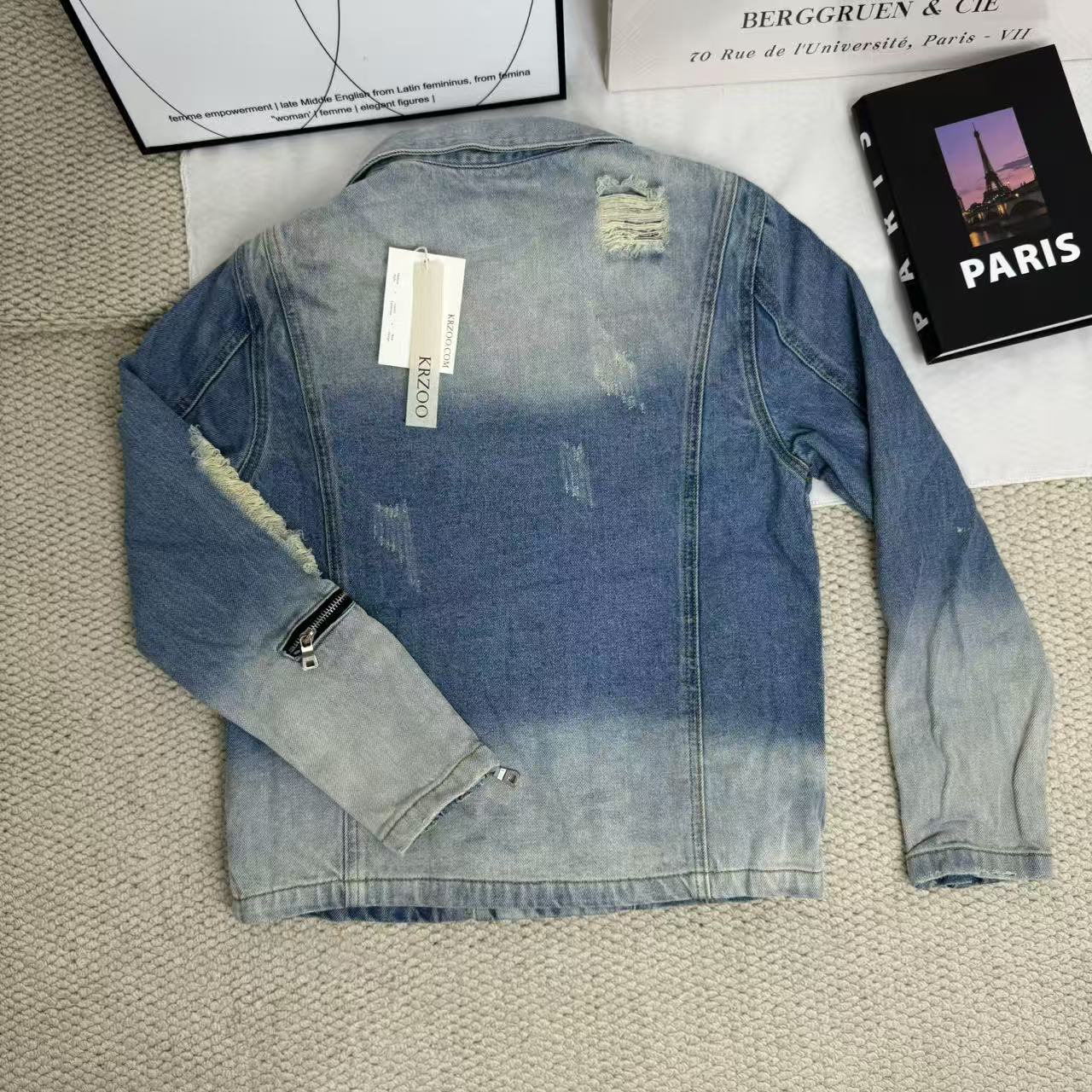Patched-fit denim jacket coat