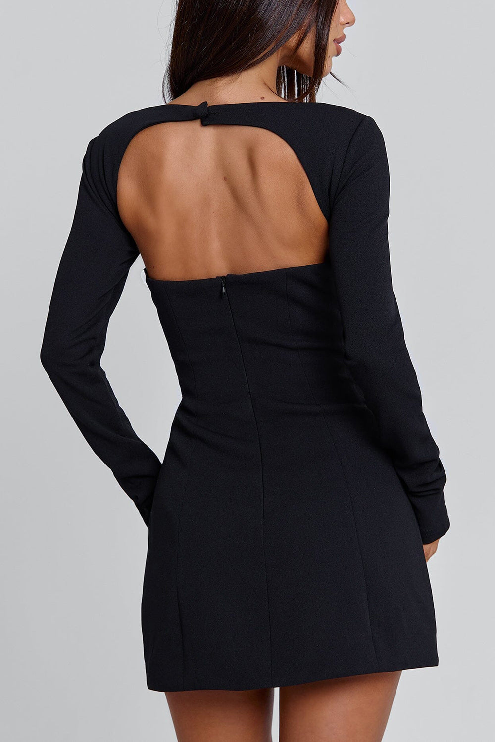 Square Neck Cut Out Cinch Waist Bodycon Party Mini Dresses-Black Pre Order