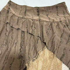 Retro Asymmetrical Lace-Paneled Pleated Skirt