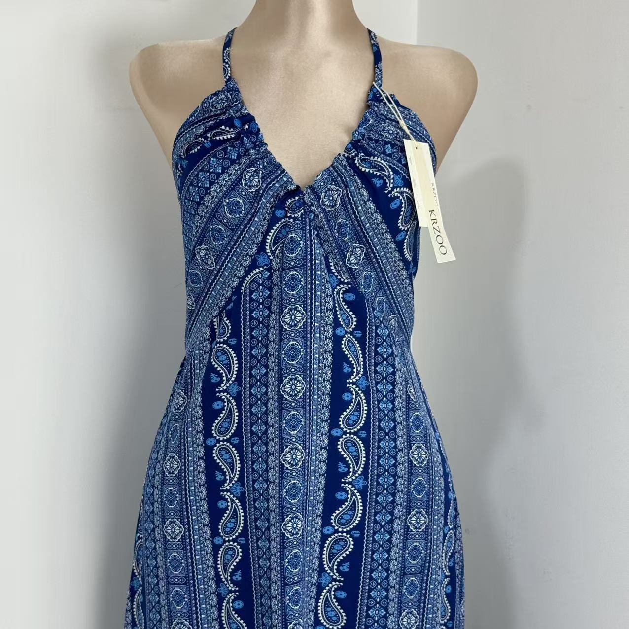 High-Waisted Printed Beach Dress