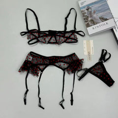 Net fabric star-point three-piece erotic outfit