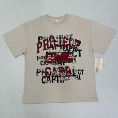 Doodle-style letter print short sleeve shirt