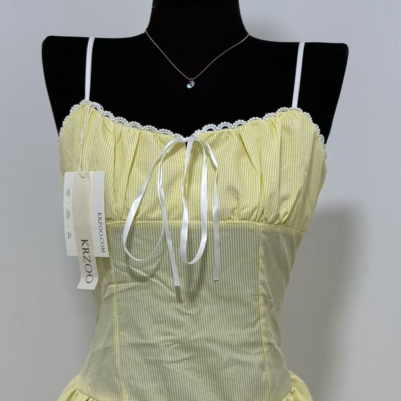 Ruffled Voluminous Polka-Dot Spaghetti-Strap Dress