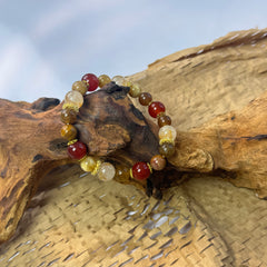Earth Tone Crystal Beaded Bracelet, Attract Good Luck & Positive Energy