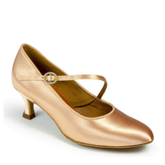 Women's Brown Satin Heels Pumps Ballroom Modern Shoes Dance Shoes