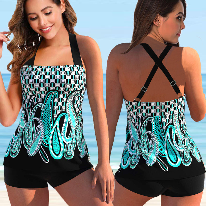 Plus Size Sexy Print Swimwear Women Tankini 2022 Print Swimsuit Female Brazilian Bikini Set Beachwear Bathing Suit Swimmin
