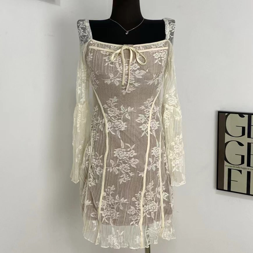 Fitted Lace Flared Dress