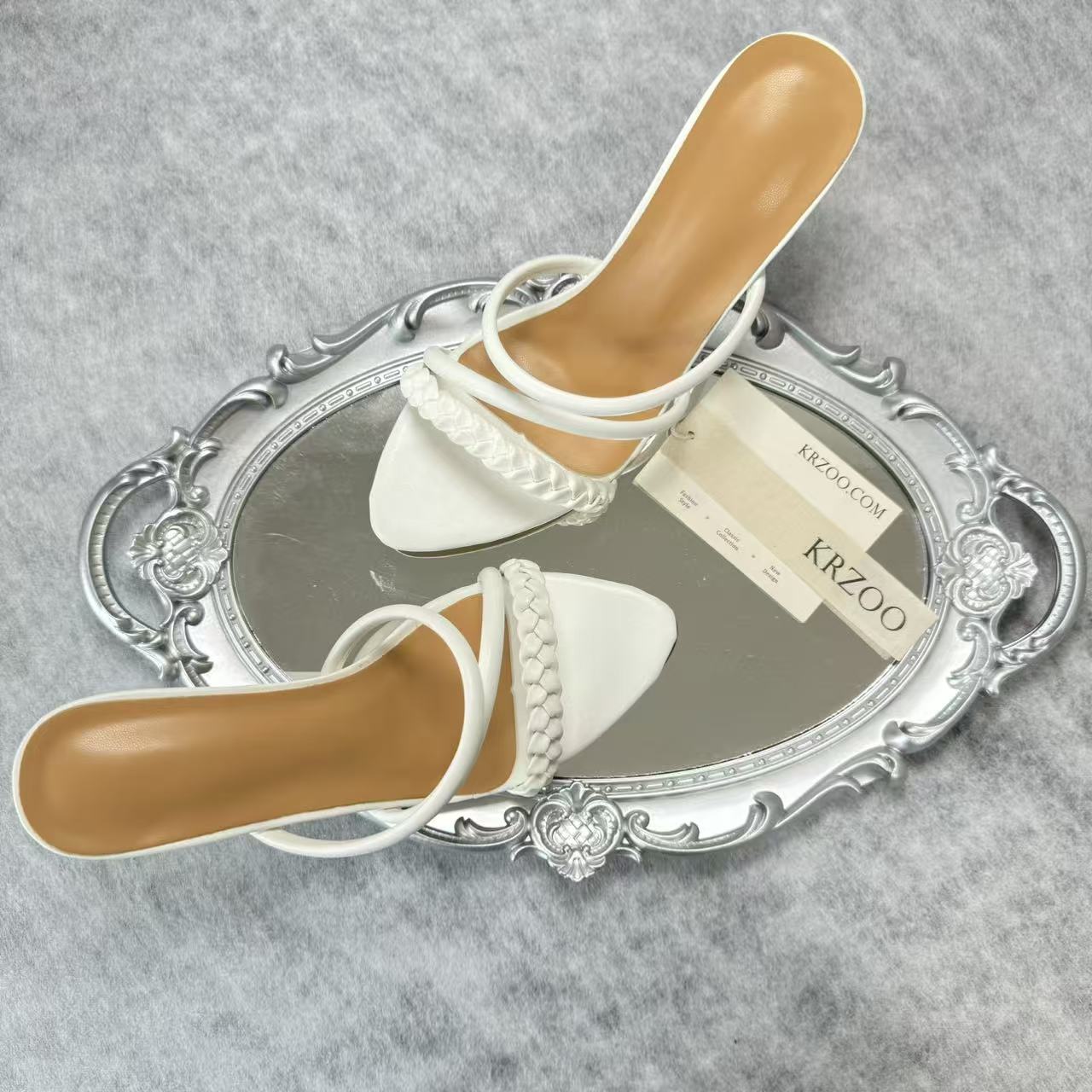 Toe-up knitted low-heeled high-heeled shoes