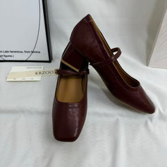 Low-Heel Square-Toe Low-Cut Flats