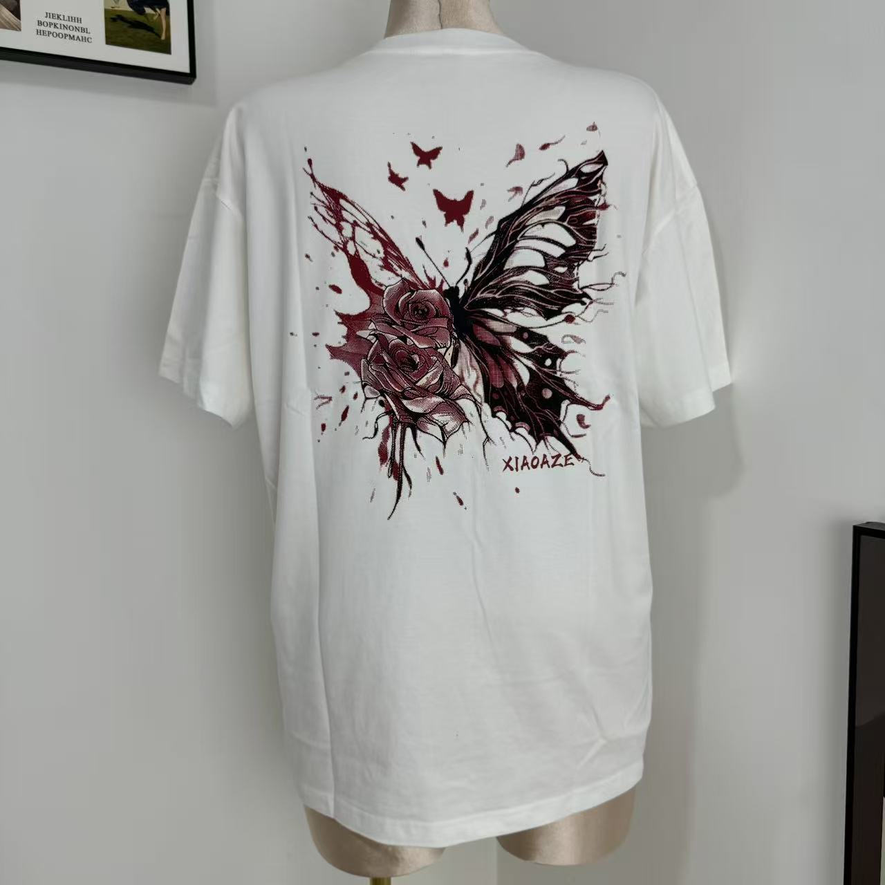 Loose-Fit Short-Sleeve Top with Butterfly Print
