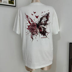 Loose-Fit Short-Sleeve Top with Butterfly Print