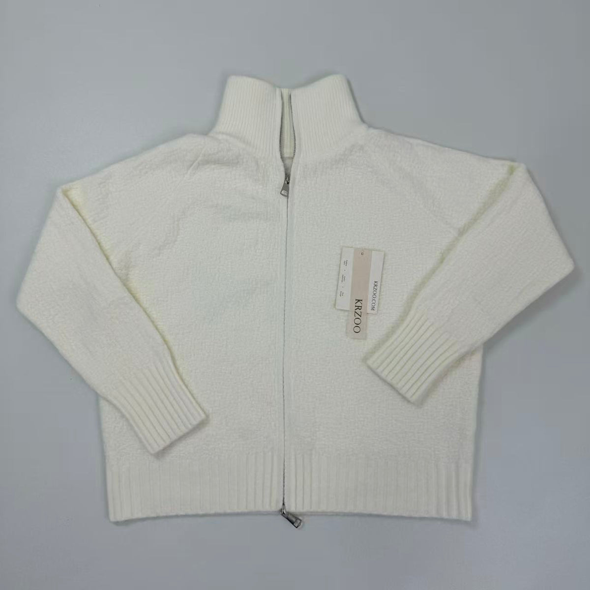 Button-down zipper knitted cardigan top