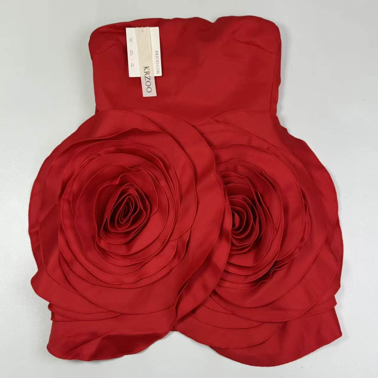 Strapless 3D three-dimensional floral dress